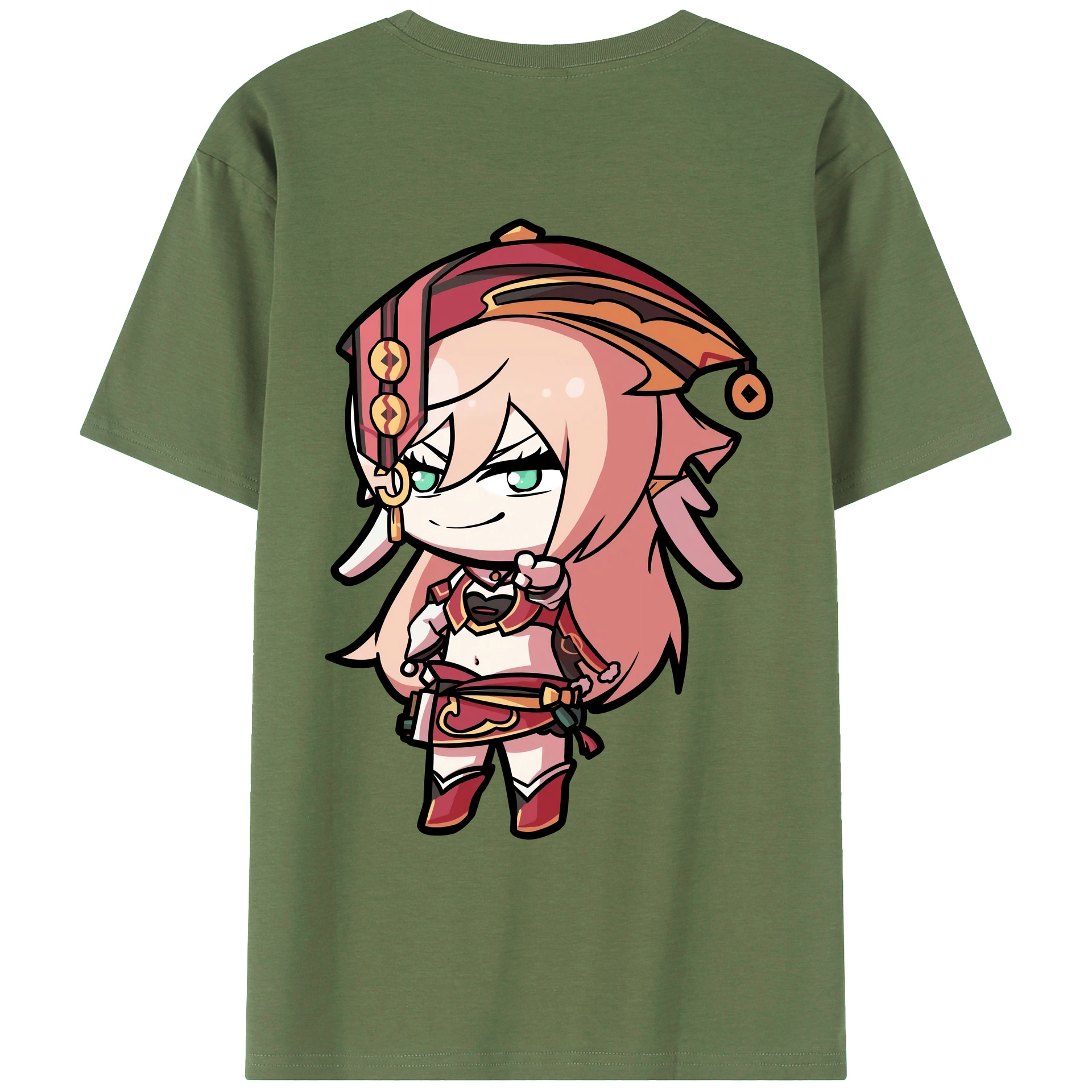げんし神 ヤンフェイ genshin Yanfei 綿100％ メンズ半袖Tシャツ（バックプリント） 通気性